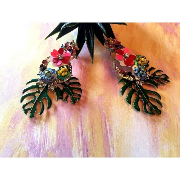Fun Tropical Statement Dangle Earrings - Picture 3 of 7
